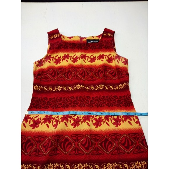 SAG HARBOR Size 8 Floral Dress Silky Satin Light Red Short Sleeves Women's - Picture 3 of 5